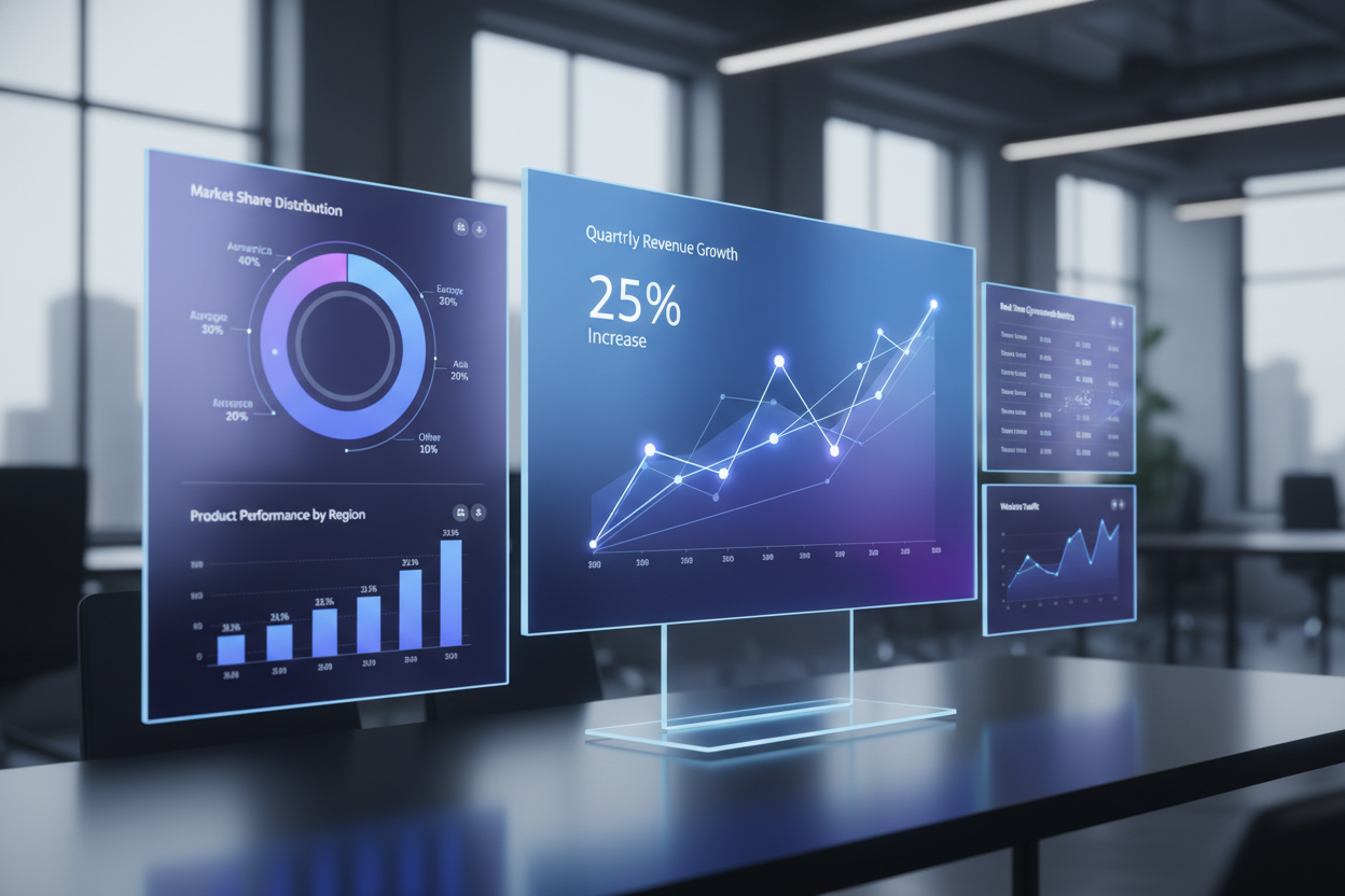 We design dynamic dashboards and visual reports that make complex data easy to understand.

Create interactive dashboards using Power BI, Tableau, or Looker Studio

Track KPIs and performance metrics in real time

Enable data-driven decisions through visual storytelling
